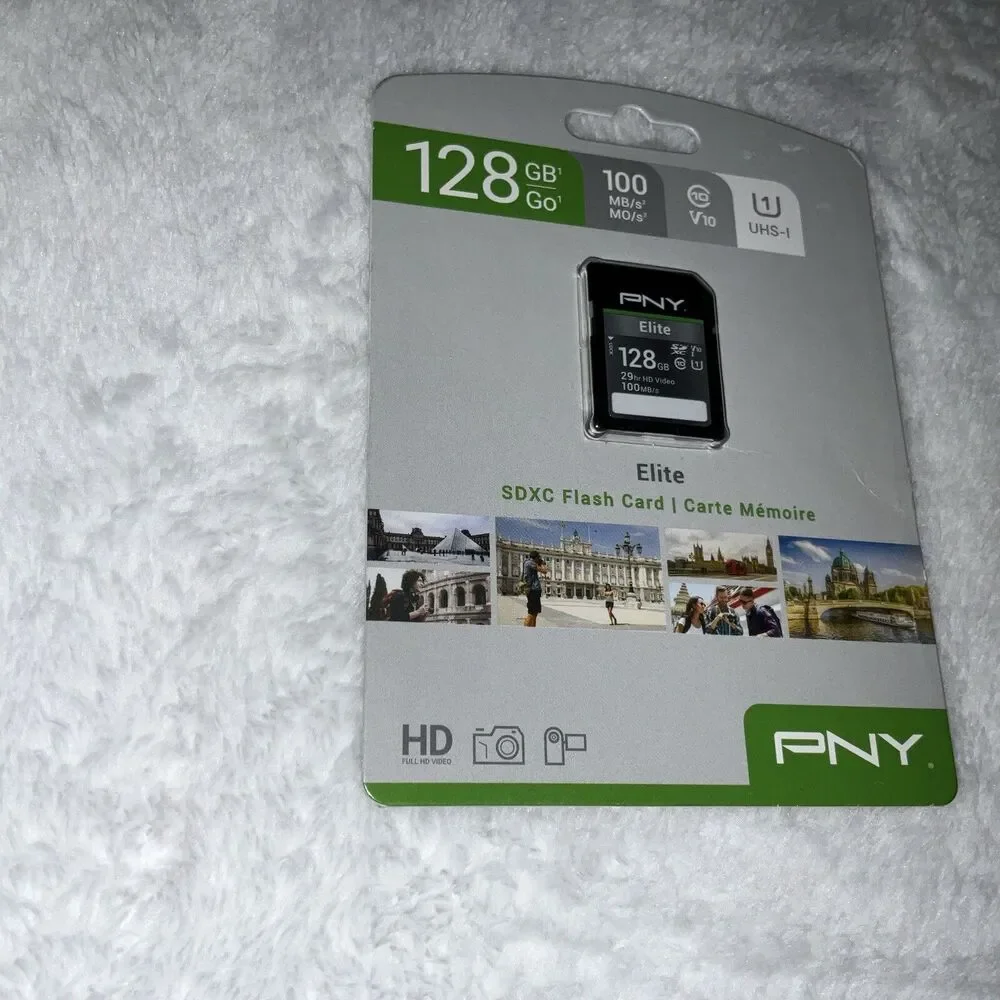 PNY 128 GB 100 MB/s,V10, UHS-I Elite SDXC Flash Card Full HD Video NEW SEALED